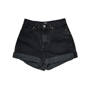 BDG/UO High Rise 99% Cotton Denim Mom Shorts- Washed Black